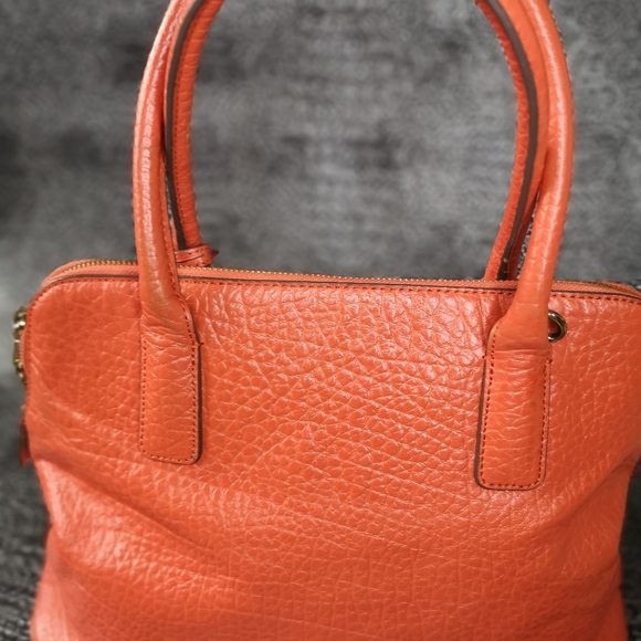 DKNY Orange Leather Dome  /  Satchel with Crossbody Strap - Picture 4 of 16